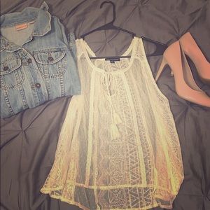 American Eagle white lace blouse/tank top (S)